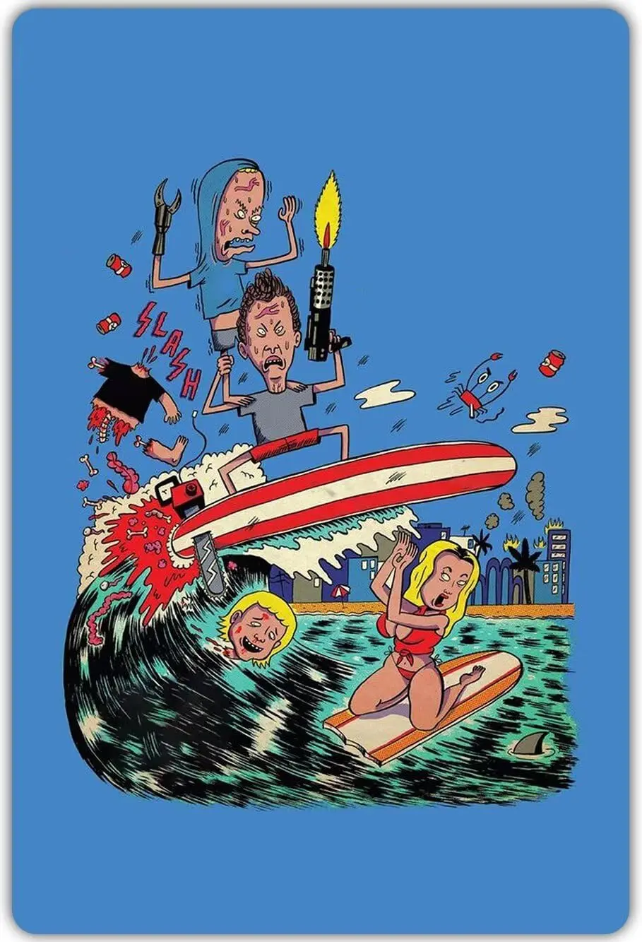 LTIZ Vintage Beavis Cartoon Butthead Metal Plaque Surf Poster Comedy TV Series Retro Metal Tin Sign Plaque Wall Decor Gift For B