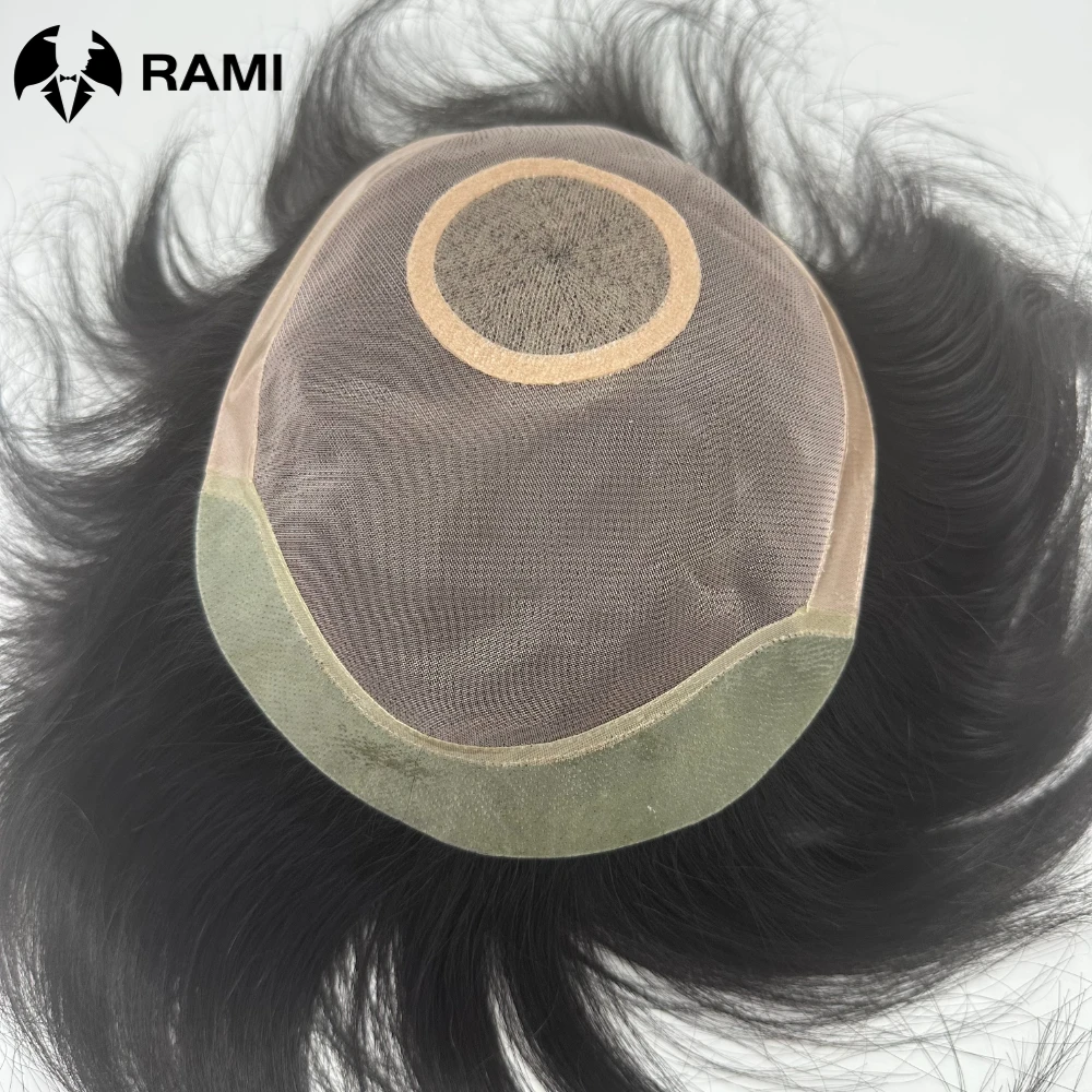 Natural Men\'s Toupee Durable Wigs For Man Fine Mono Top with Silk Base Wig Men Hand Tied Hairpieces Male Human Hair Prosthesis