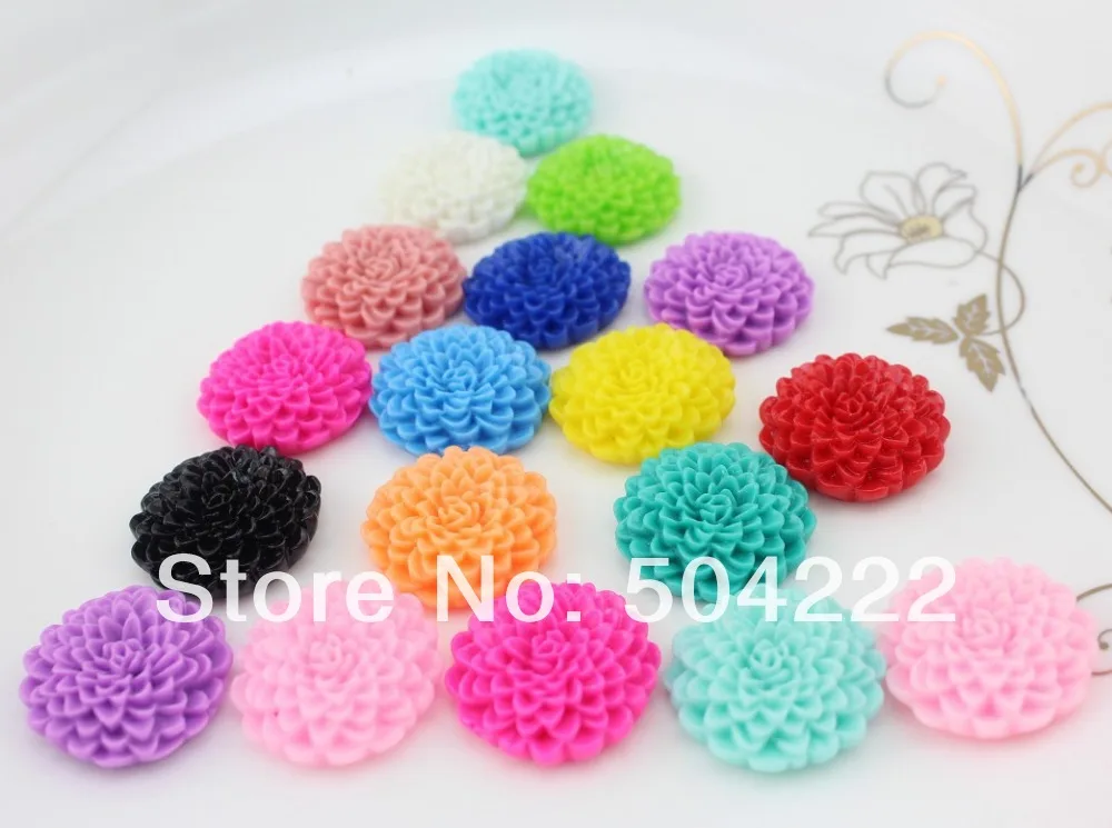 60pcs thick resin Dahlia Flower Cabochon 25mm /1.0 inch Cell phone decor, hair accessory supply, embellishment, DIY resin daisy