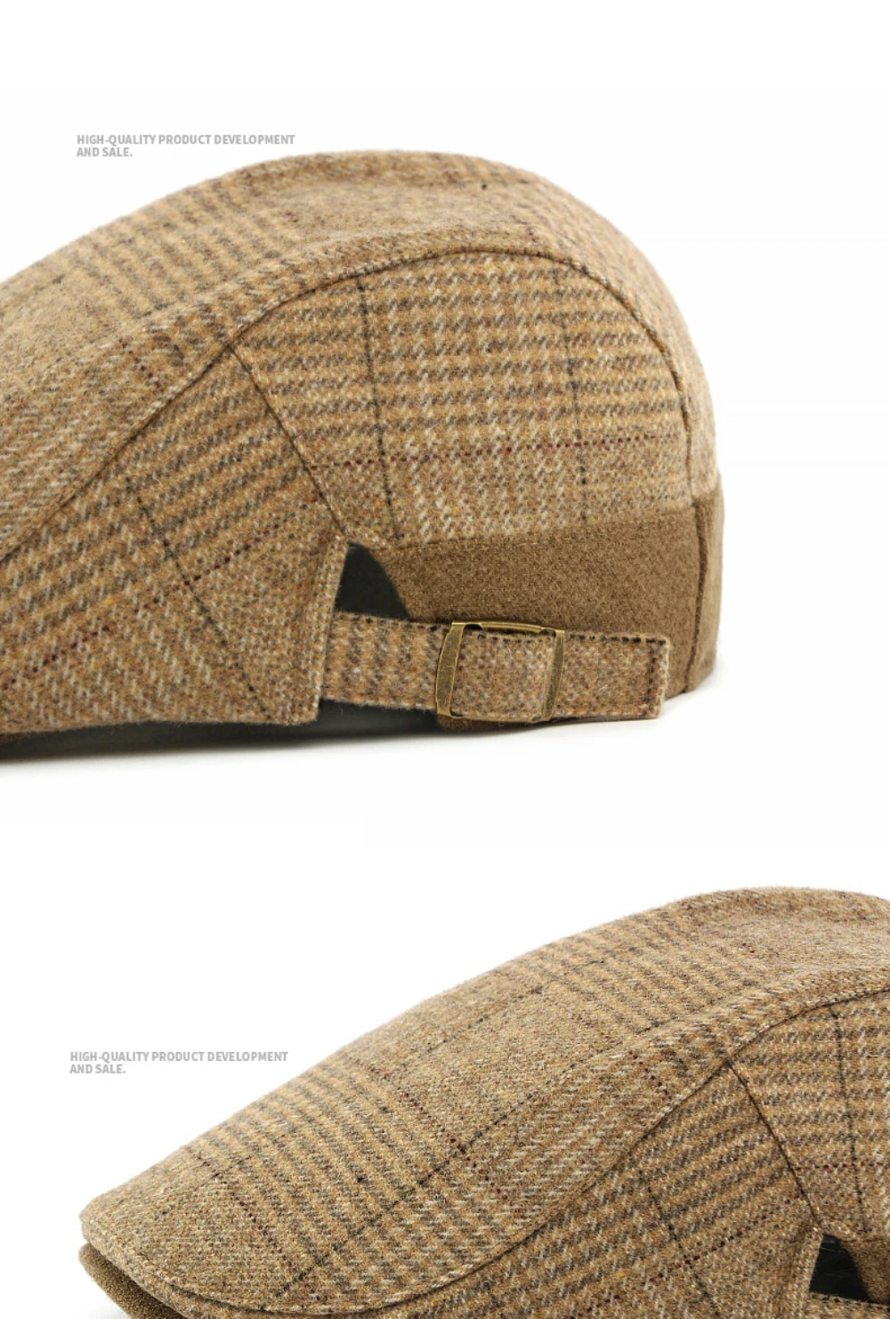 HT4934 Herren Berets Frauen Neue Herbst Winter Wolle Baskenmütze Hut Plaid Künstler Maler Hut Einstellbare Ivy Flache Kappe Männlich Weiblich Baskenmütze Kappe – Detail 5