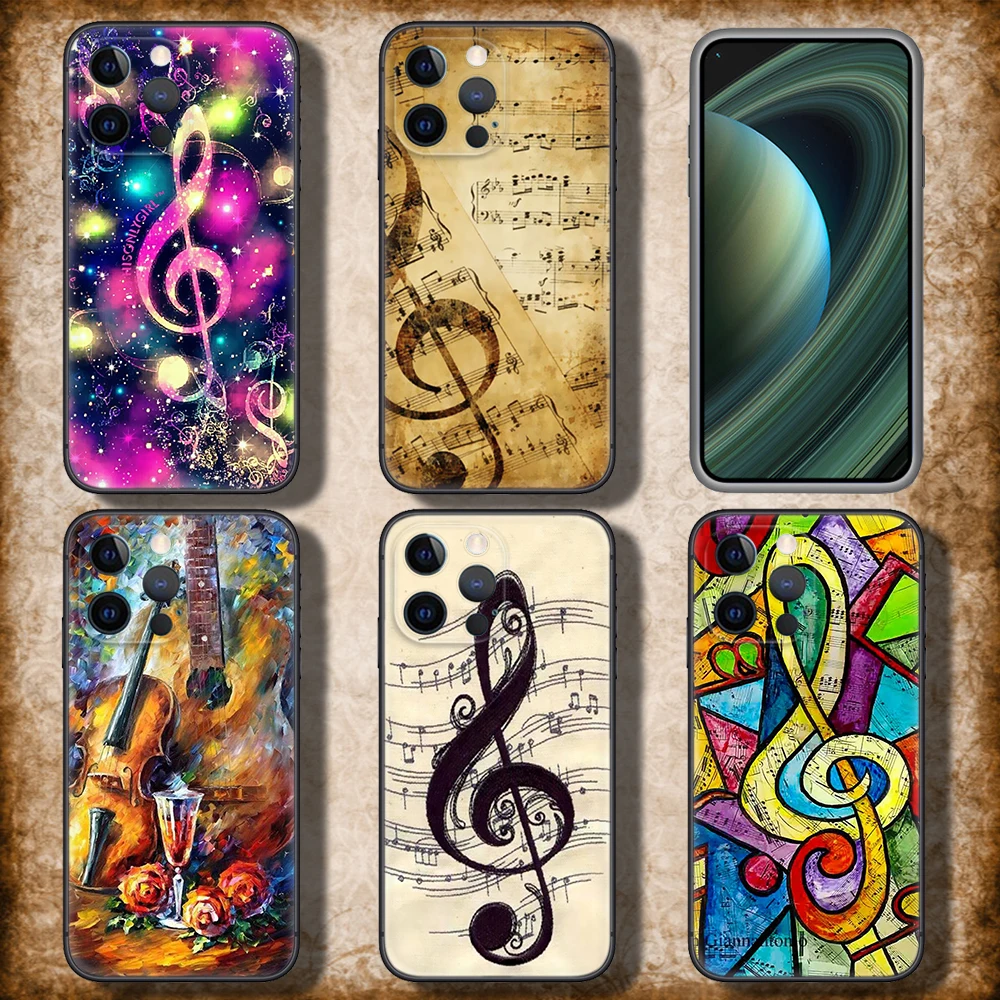 227C old musical note Music Soft Silicone Case for iPhone 15 14 Plus 13 12 11 X XS XR Pro Max Mini 8 7 Plus