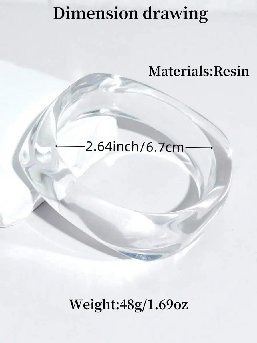 

Transparent Resin Cuff Bracelet For Women Elegant Fashion Accessory