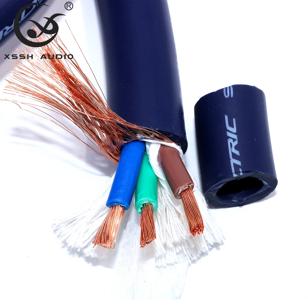 YIVO XSSH Custom 16.5mm 3-Core OFC Pure Copper Braided Shielded HIFI Power Cord for Car Speaker & Monitor-OEM/ODM/DIY