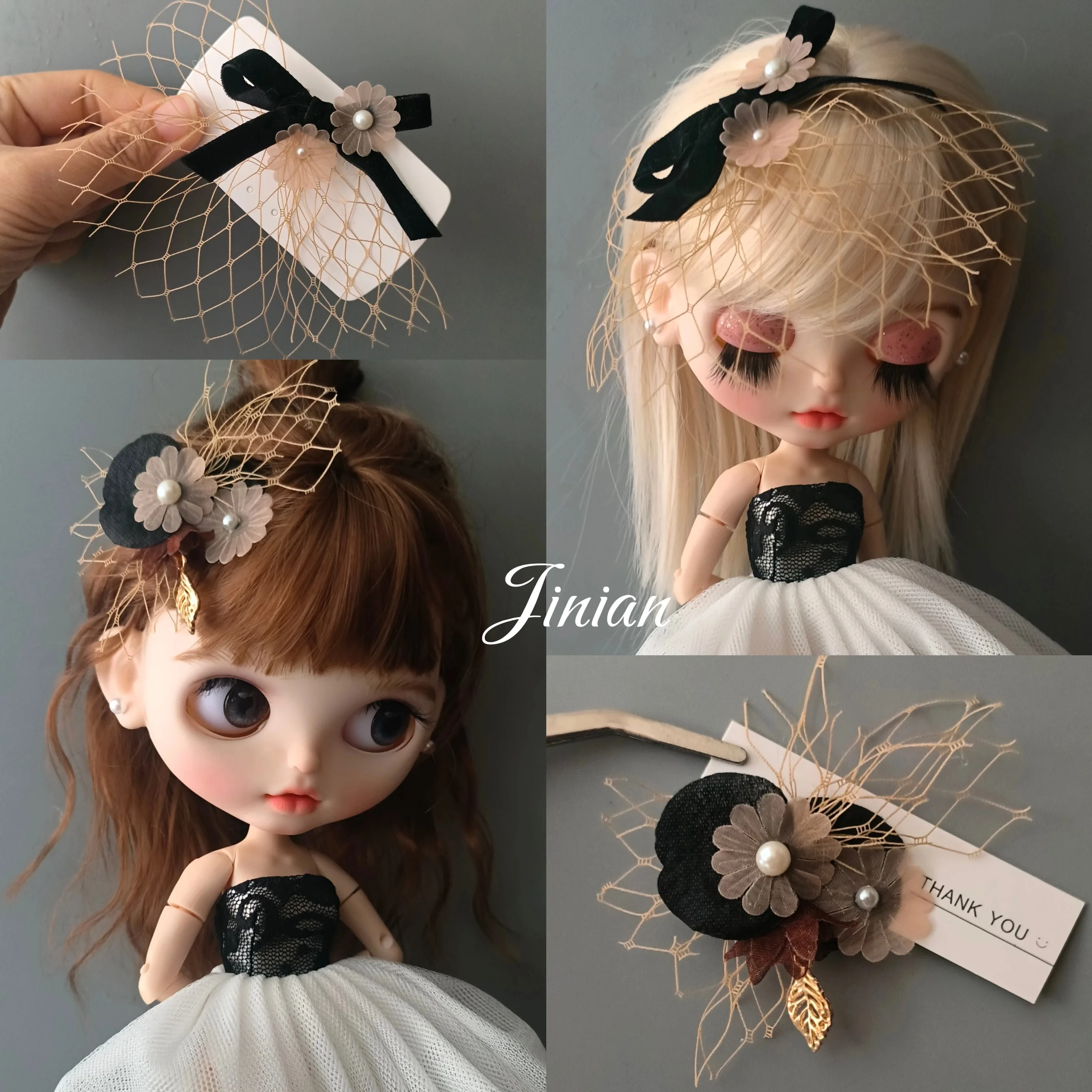 

Аксессуары для головных уборов кукол ICY Blyth: заколка для волос Miss Mocha, модная ретро-заколка для волос для кукол Blyth с 19 точками артикуляции, головной убор для кукол OB24 Blyth.