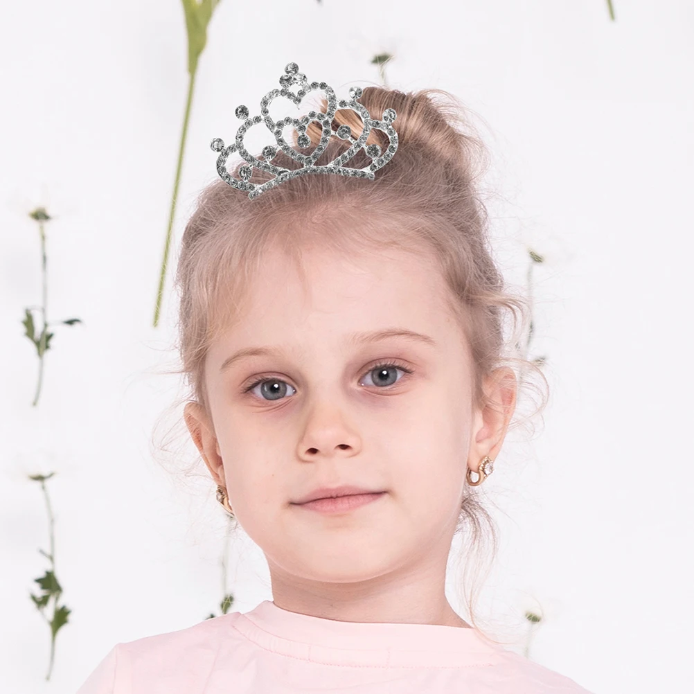 

2 шт. заколки-тюрбаны с камнями для девочек, сверкающая корона, легкий и надежный аксессуар для волос для танцевальных выступлений и дней рождения