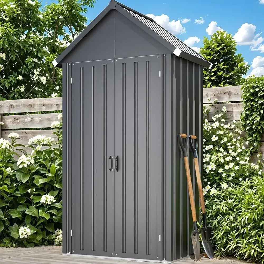 Weatherproof Tall Outdoor Storage Cabinet with 3 Adjustable Shelves and Double Lockable Doors for Patio, Backyard, and Garden