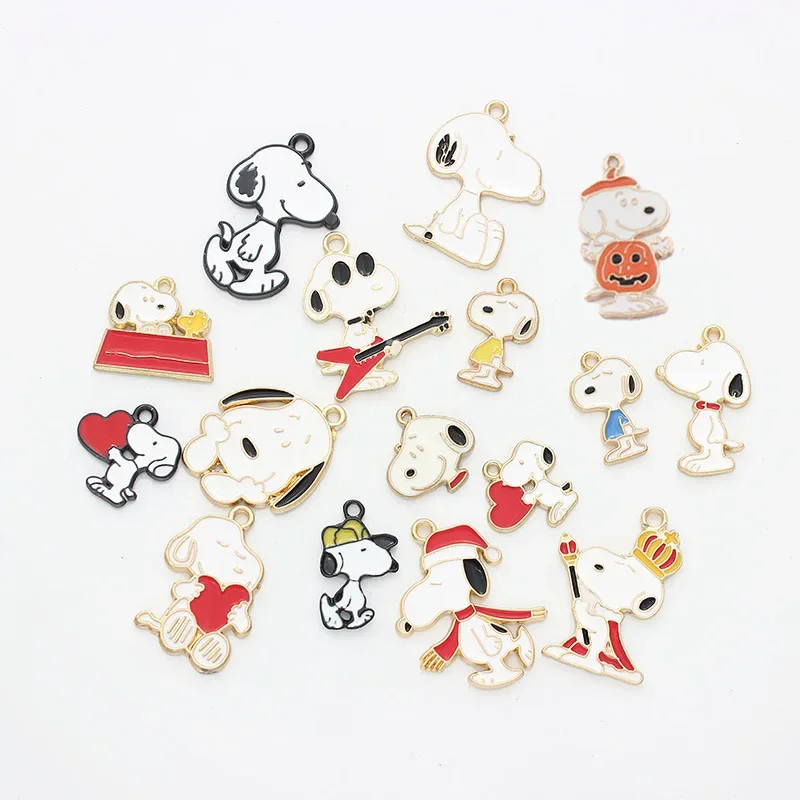 10Pcs Snoopy Diy Alloy Jewelry Accessories Single Hang Cartoon Animal Series Bracelet Pendant Head Pendant Decorative Girl Gift