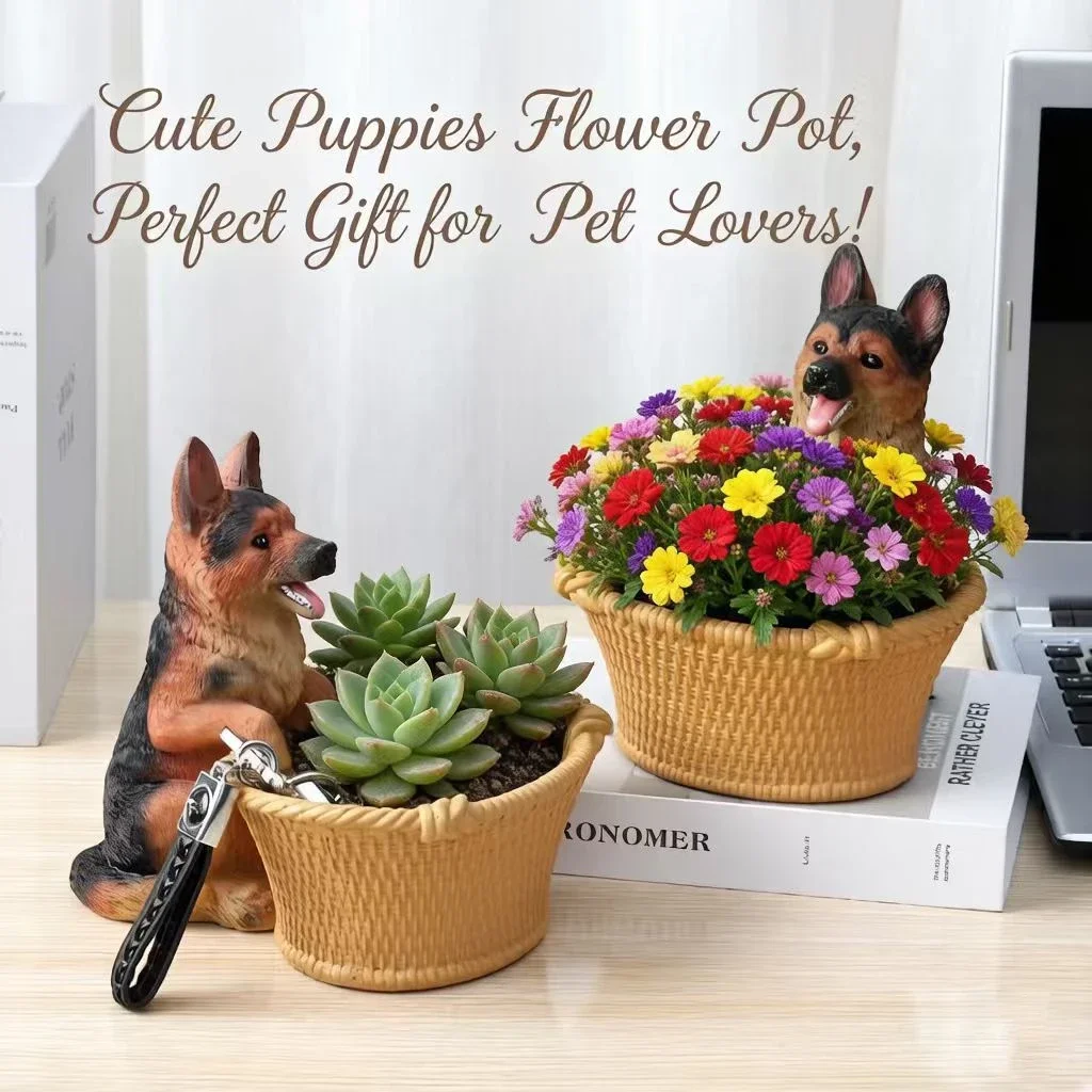 Lamb Dog Plant Pot Decoration Desktop Organizer Cute Animal Themed Gift Item Flower Pots And Planters