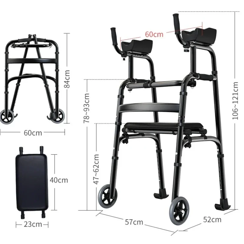 Adjustable Elderly Walking Cane Foldable Mobility Walker for Adults Lightweight Crutches Leg Sturdy Assistive Walking Aid