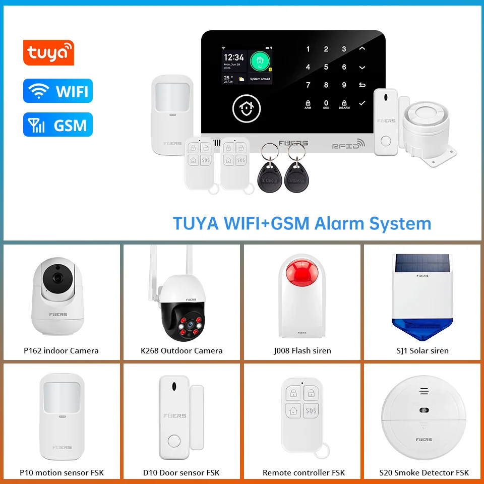 

FUERS Tuya Smart WIFI GSM G03 DIY Сигнализация Умный дом Охранная сигнализация Противоугонная 433 МГц Burgla с датчиком движения двери