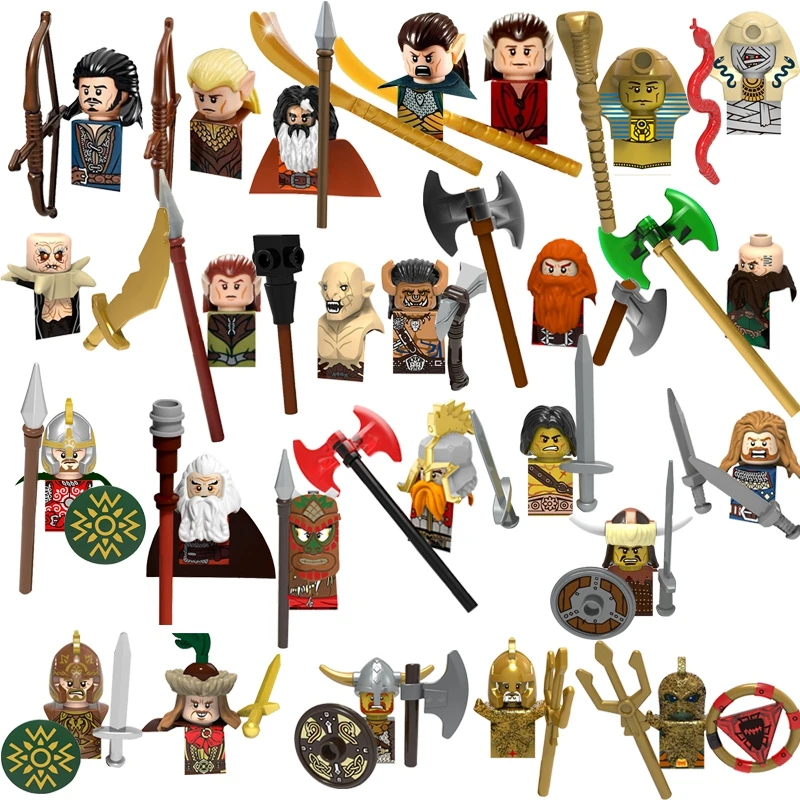 MOC Medieval Military Infantry Figures Building Blocks Soldier Spartan Warrior Knights Roman Weapons Accessories Toys for kids