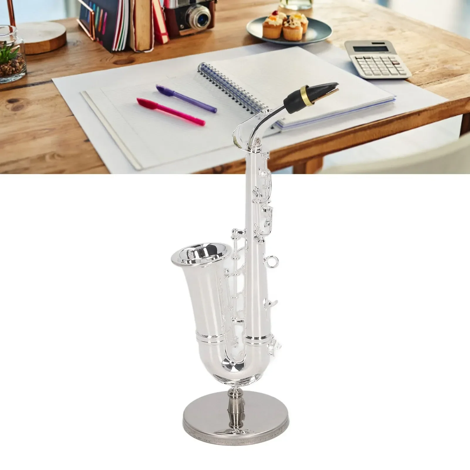Alto Saxophone Ornaments Mini Sax Decoration Musical Instrument Model Gift With Box Base 14cm