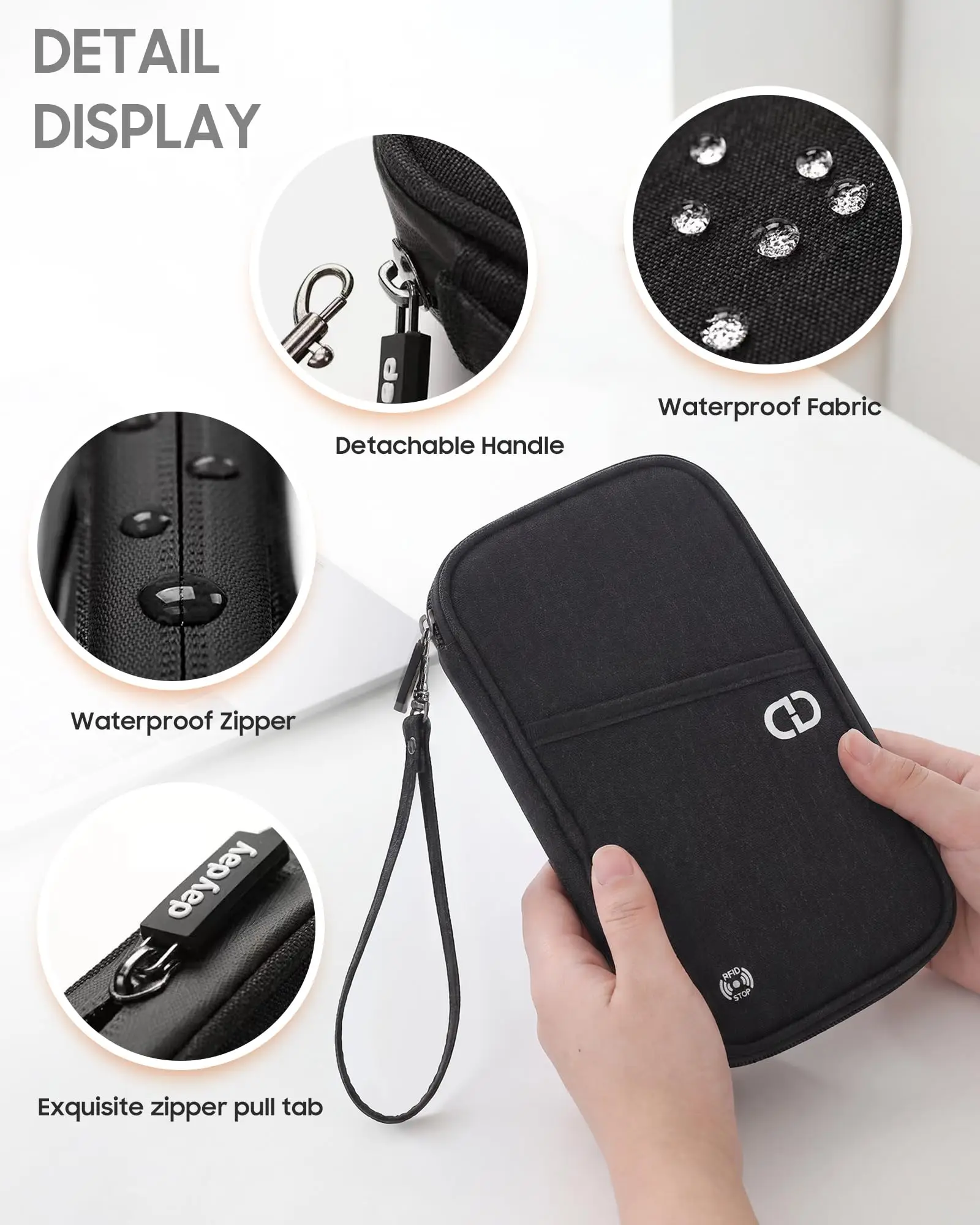 RFID-blockierender Reisepasshülle, Reisebrieftasche, langlebig, Diebstahlsicherung, Kartensteckplätze, Schutzhülle, Flights, Reiseveranstalter für Damen und Herren – Detail 4