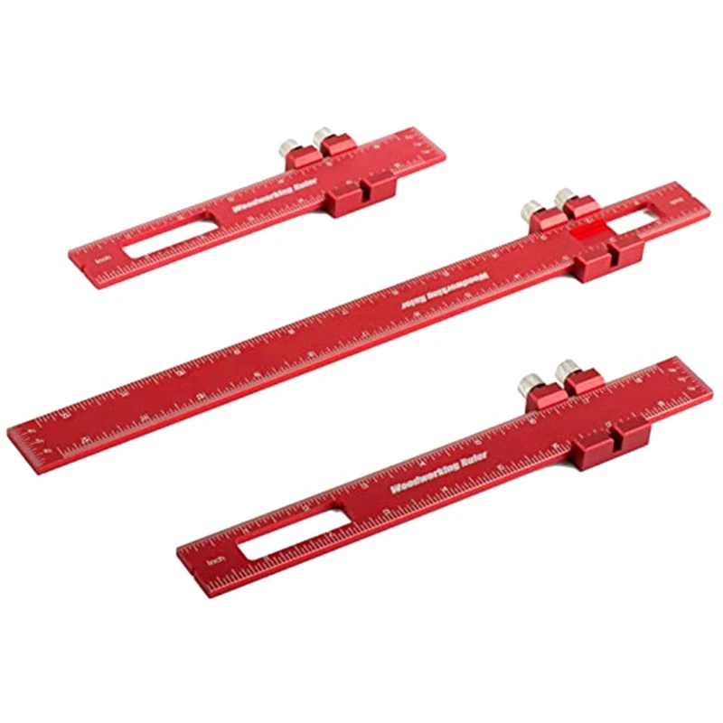 12 8 6 Inch Measuring Tool Metal Slide Marker Measuring Tool Woodworking Measuring Tool Woodworking Adjustable Slide Ruler Red