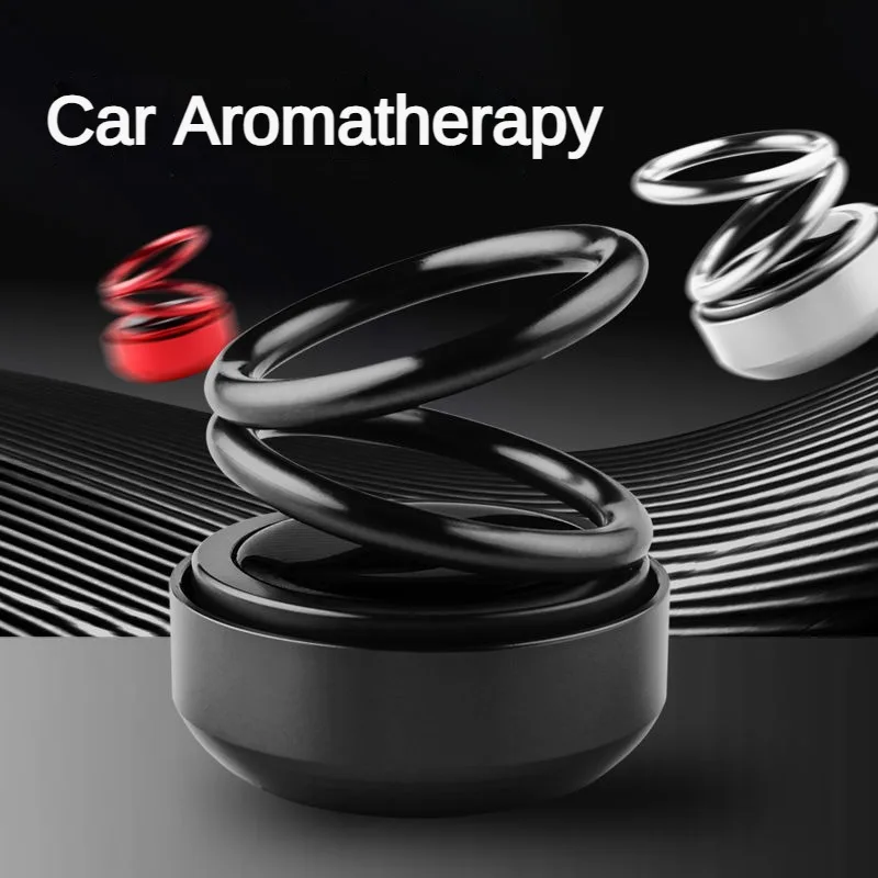 Portable Kinetic Mini Heater Car Air Freshener Solar Powered Double Ring Rotating Air Cleaner Perfume Fragrance Diffuser