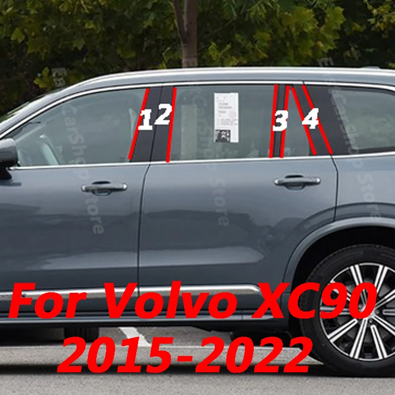 

For Volvo XC90 2015-2022 Car B C Pillar Middle Central Column PC Window Decoration Trim Strip Sticker Cover Accessories