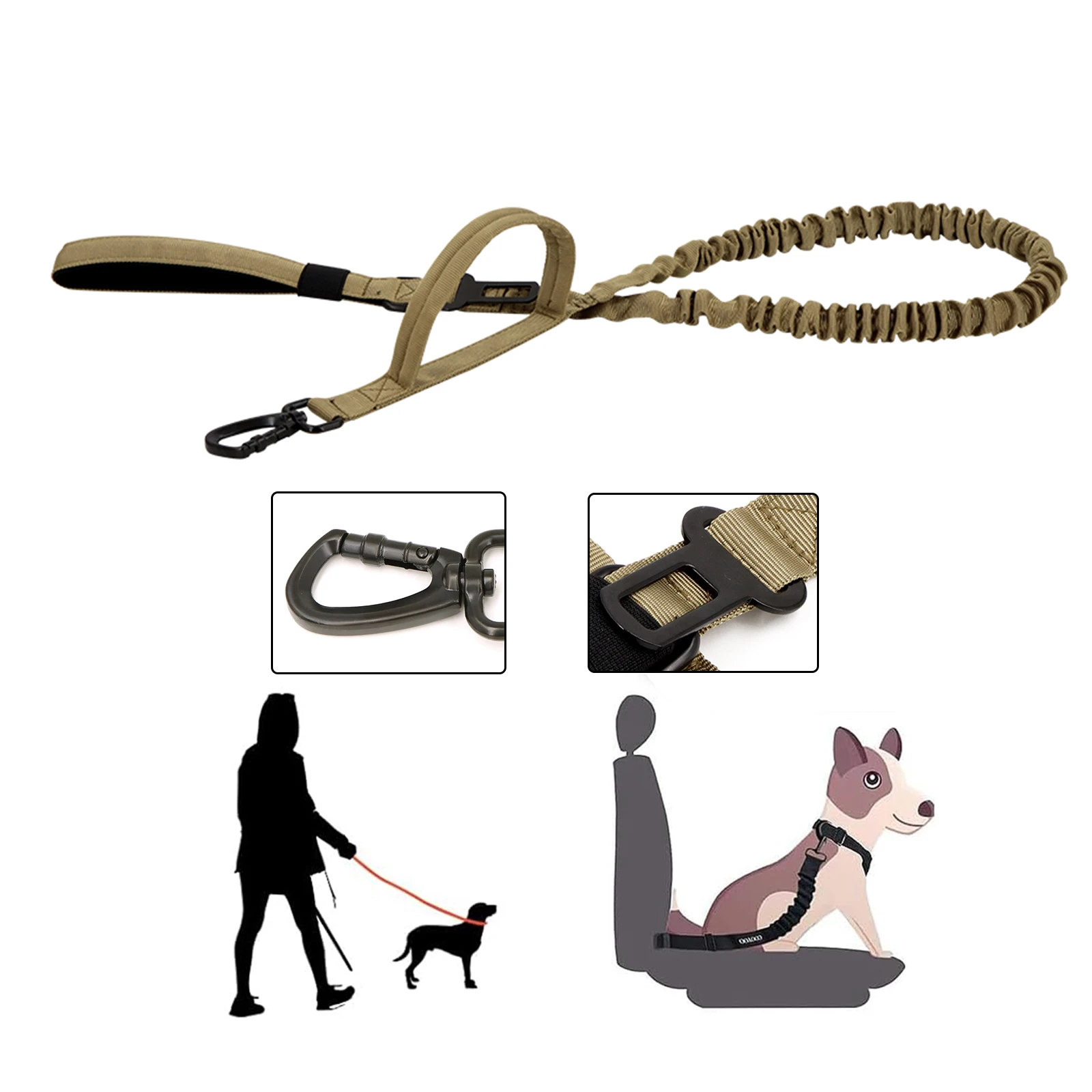 Taktische Hundeleine mit Robustem Metallhaken Elastische Bungee-Hundetrainingsleine Anti-Zug Hundeleine für Mittelgroße und Große Hunde
