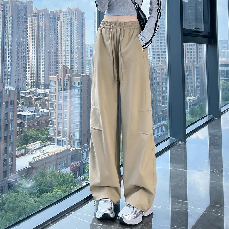 

Свободные женские брюки для спецодежды, высокая талия, широкие брюки, Qui Dry, десантник, осень 2025, Новое поступление, модные повседневные брюки