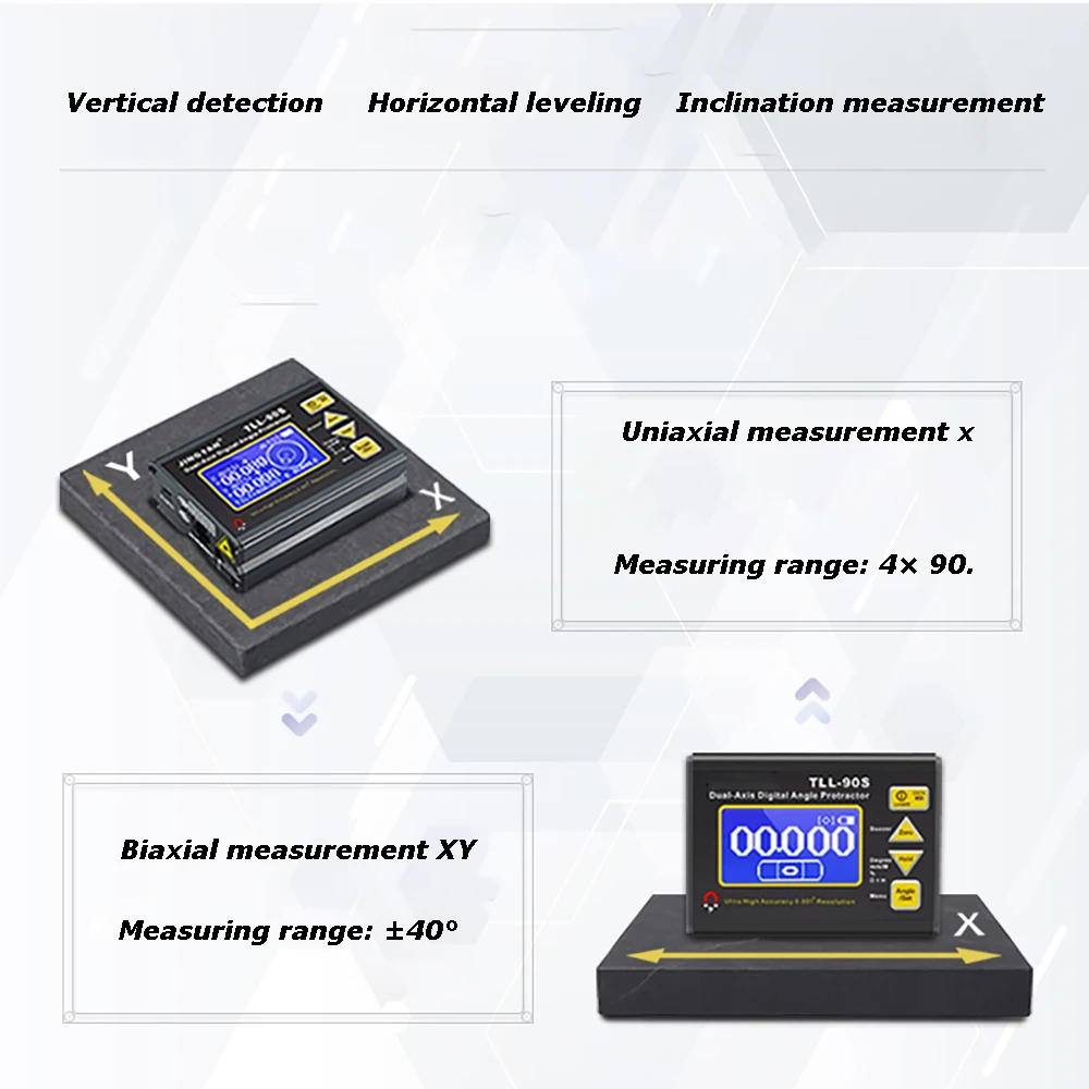 Dual-axis Digital Laser Level Inclinometer with LCD Display TLL-90S Super High Precision Angle Meter 0.005 Professional