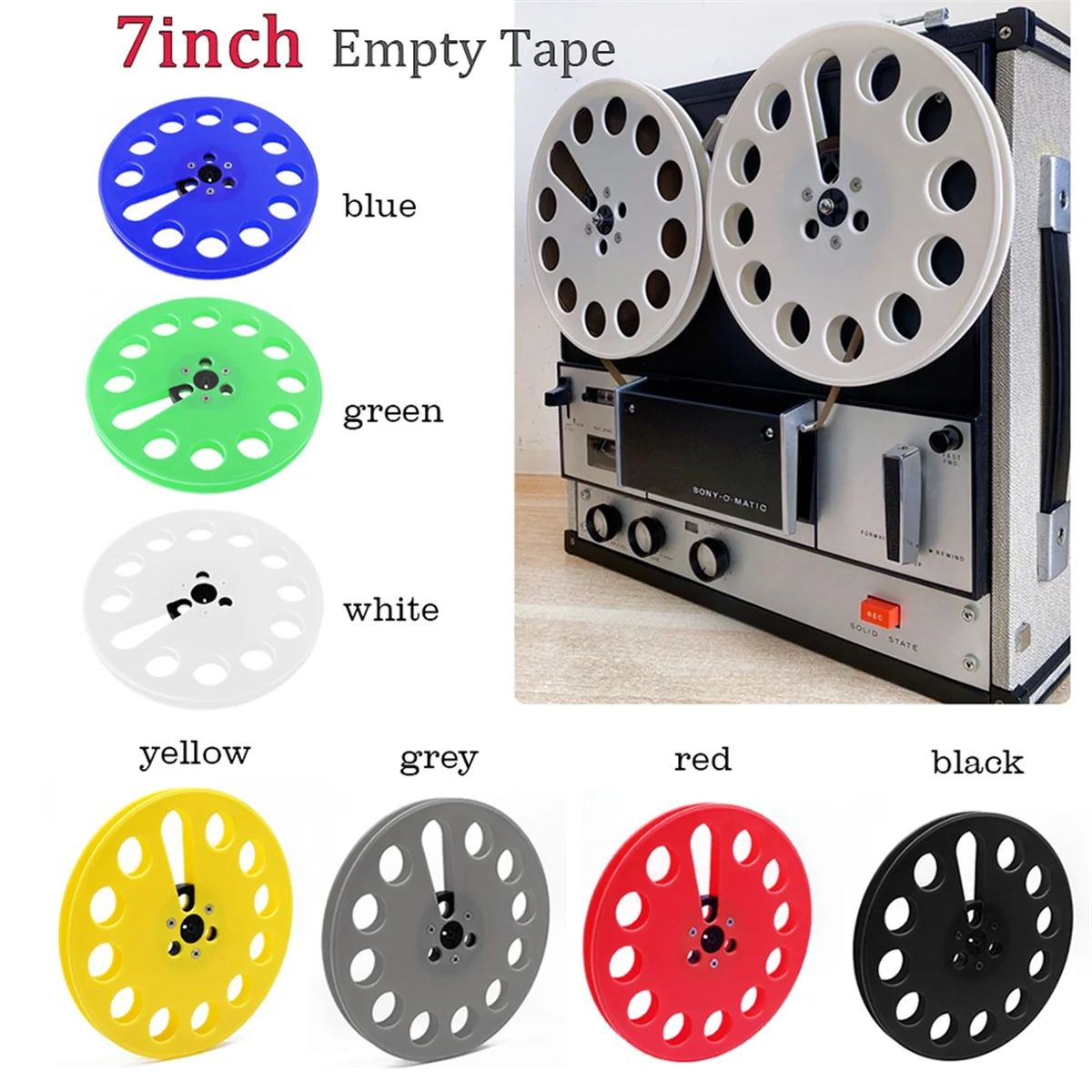 

N84R 7-дюймовая пустая катушка с силиконовой лентой для игроков с лентой 1/4 дюйма с 11 отверстиями