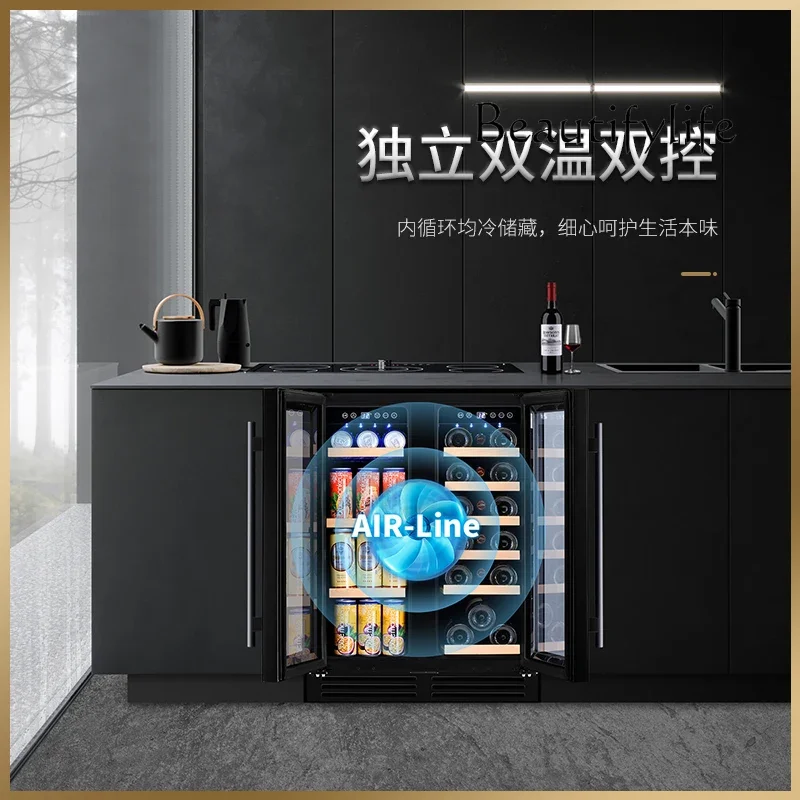 BB Embedded wine cabinet Double temperature double door ice bar Constant temperature and humidity wine cabinet