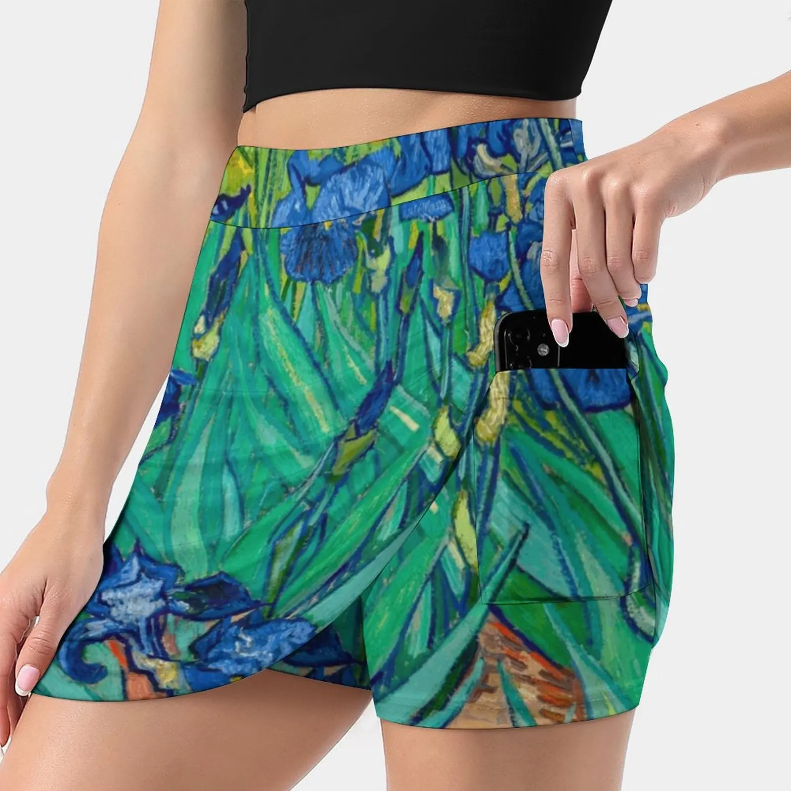 

Irises By Vincent Van Gogh Women'S Summer Fake Two Piece Skirts Casual Sports Beach Skirt Girl Skorts Irises Vincent Van Gogh