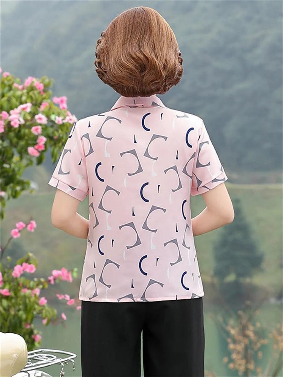 5XL Women Spring Summer Blouses Shirts Lady Fashion Casual Half Sleeve Turn-down Flower Printing Blusas Tops TT2107