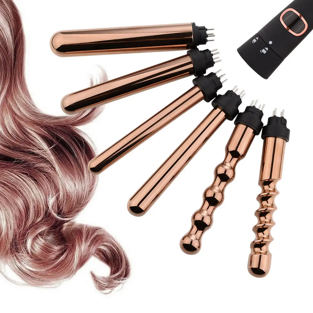 Electric Comb Professional Ceramic Hair Curling Iron Interchangeable Hair Curler 6 in 1 Curling Waver Wand Curling Iron Home Use