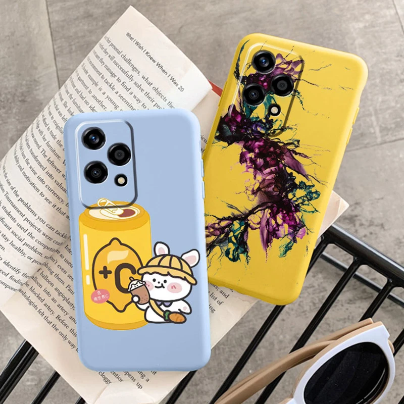 Cartoon Rabbit Marble Flowers Rose Phone Cases For Honor 200 Lite 200 Pro Fundas Silicone Protective Shockproof Printed Cover