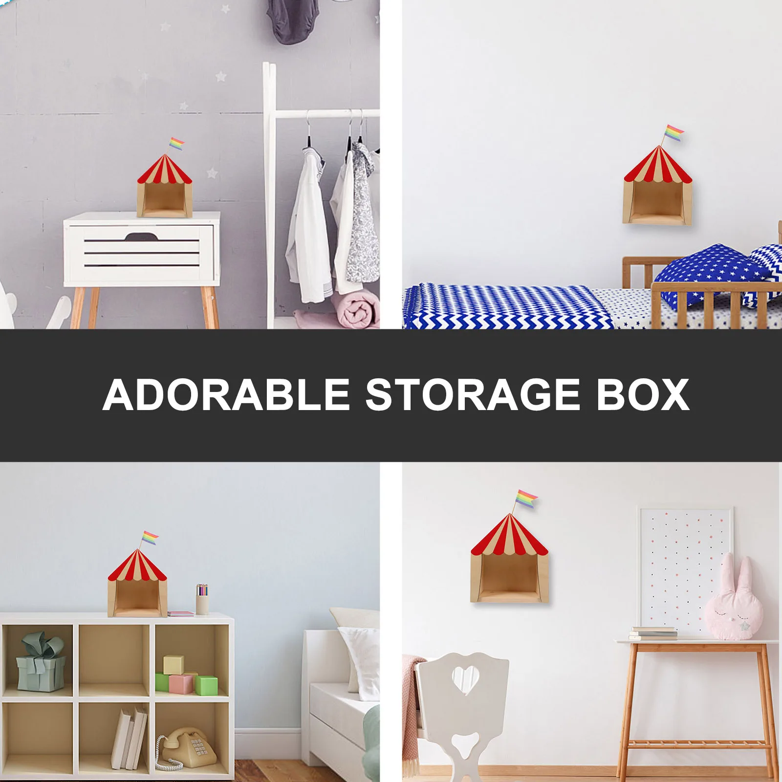 

1Pcs Red Miniature Wooden House Storage Shelf Small Tabletop Decoration Kids Room Creative Adornment Lovely Storage Case