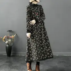 Western-style Floral Small Fragrance Style Slimming Mid-length Autumn and Winter Long Women Winter New Foreign-style Dresses