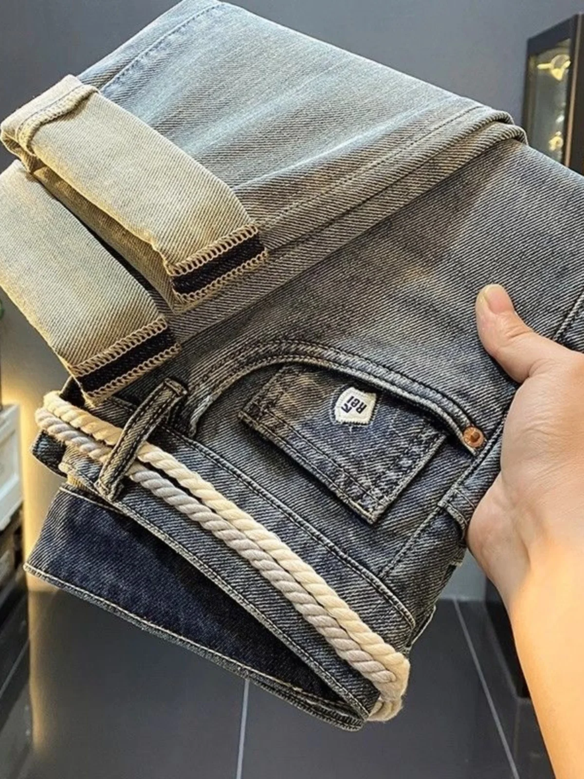 

Высококачественные модные мужские облегающие эластичные джинсы, универсальные модные длинные брюки, весна-осень, новая молодежная одежда