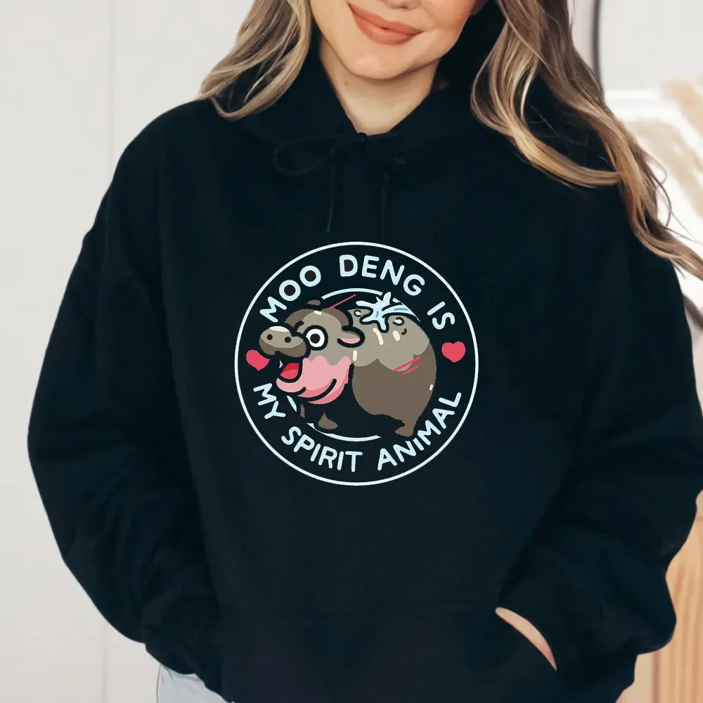 Moo Deng Is My Spirt Animal Hoodie Fashion Women Vintage Cute Hippo Casual Hoodies Autumn Pullovers Aesthetic Sweatshirts Hoody