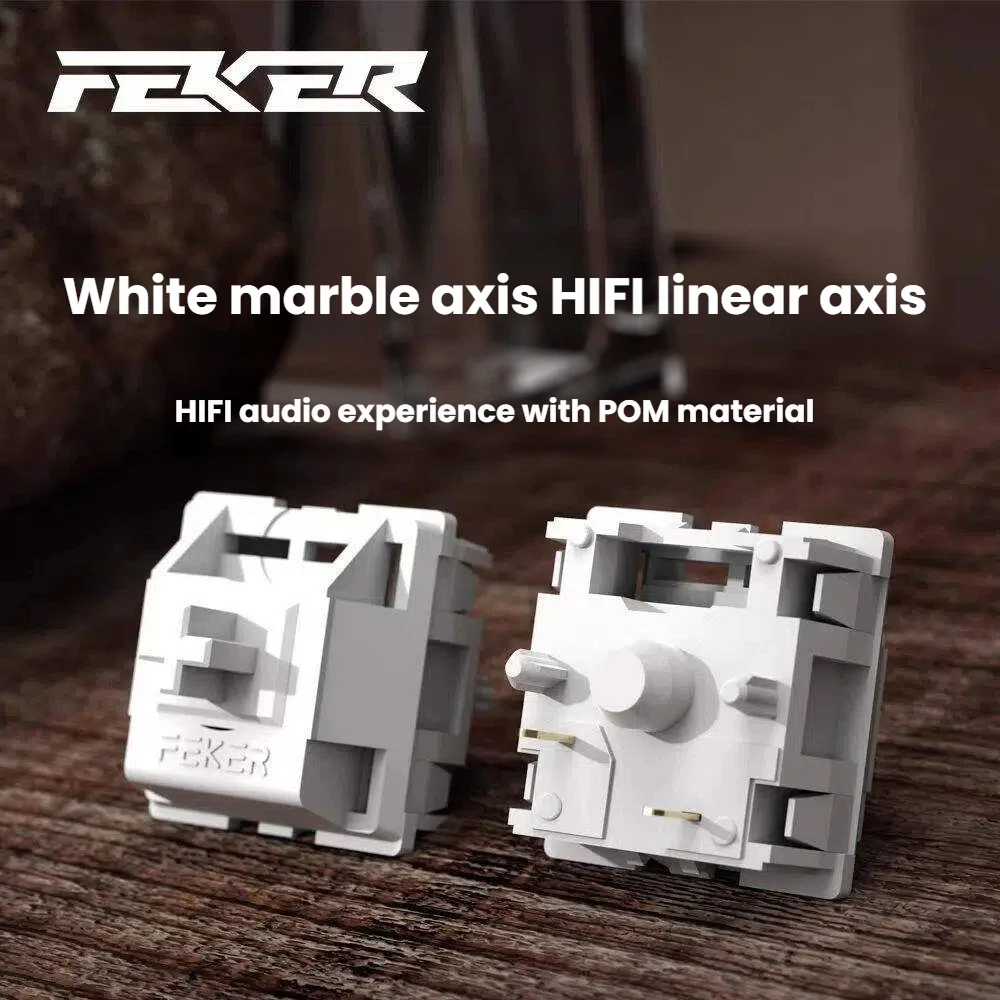 Feker White Marble Switch V3 Keyboard Switch Linear HIFI 42gf 5 Pins for DIY Custom Mechanical Keyboard Extension Spring 20mm