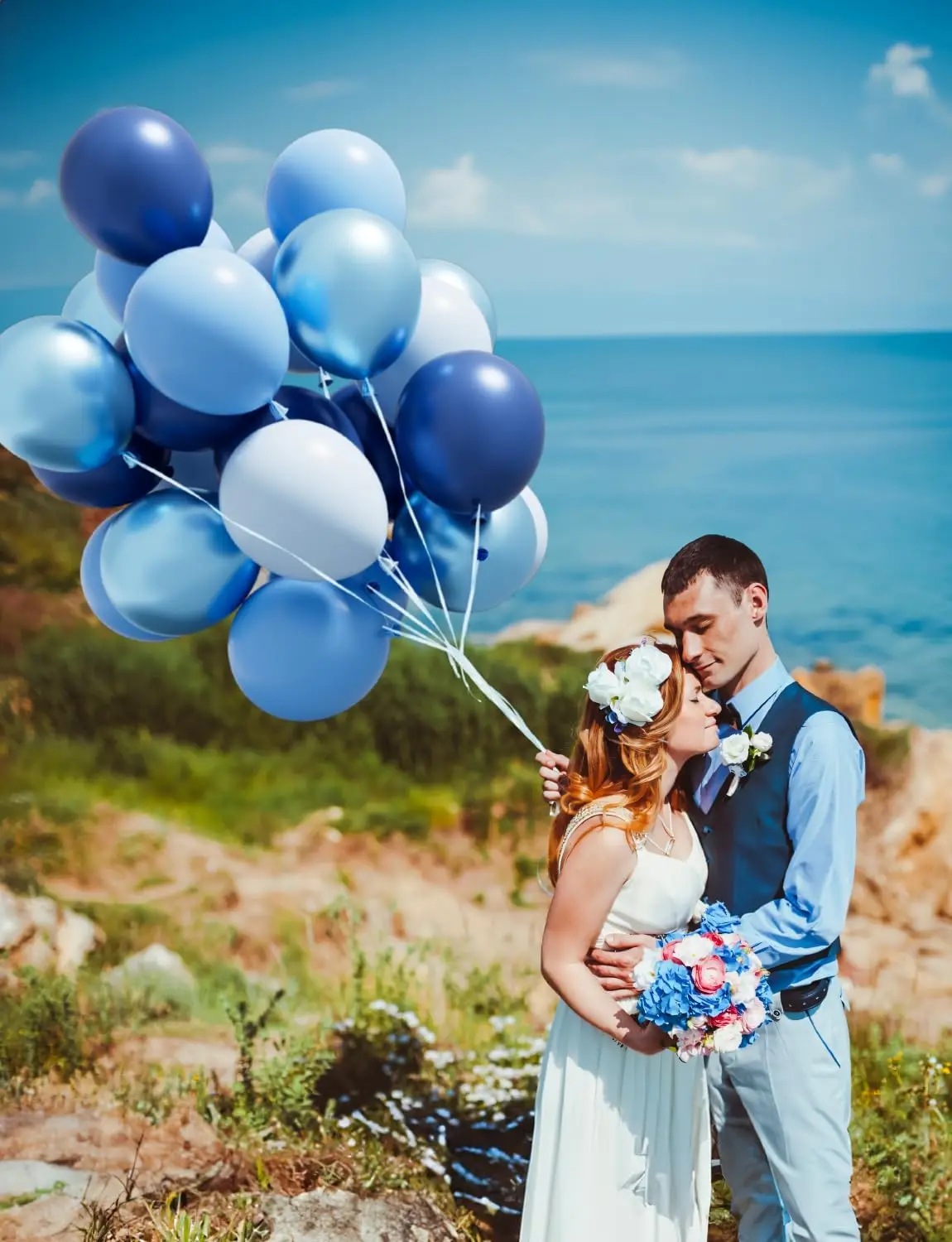 50 قطعة 10 بوصة بالونات معدنية زرقاء ذات مساحة عميقة لحفلات أعياد الميلاد وحفلات التخرج وحفلات الزفاف والذكرى السنوية #2