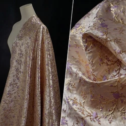 The Silhouette Is Stiff and Thin with Gold and Purple Jacquard Fabric for Formal Dresses Fashion Designer Hanfu Clothing Fabric