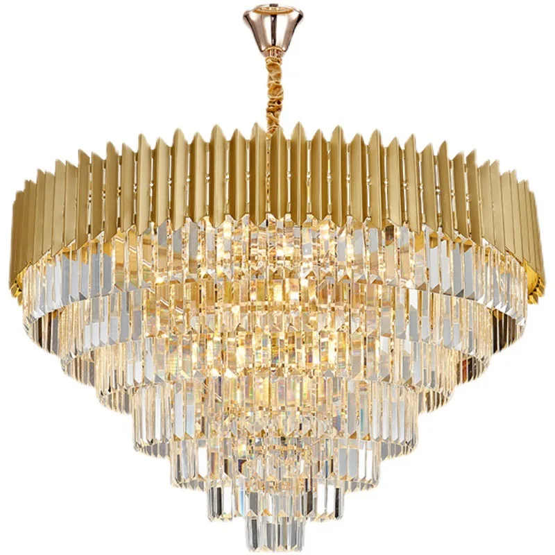 Modern luxury crystal chandelier custom large hotel lobby cake high ceiling chandelier villa living room classic lamp