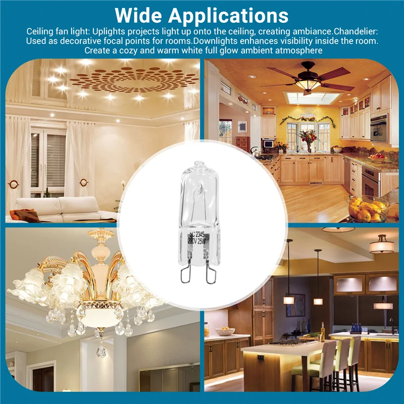 

FAAJ-20Pcs G9 Halogen Light Bulbs, Clear Halogen Lamps Dimmable,Warm White 2800K For Chandeliers,Pendants,Landscape Lights