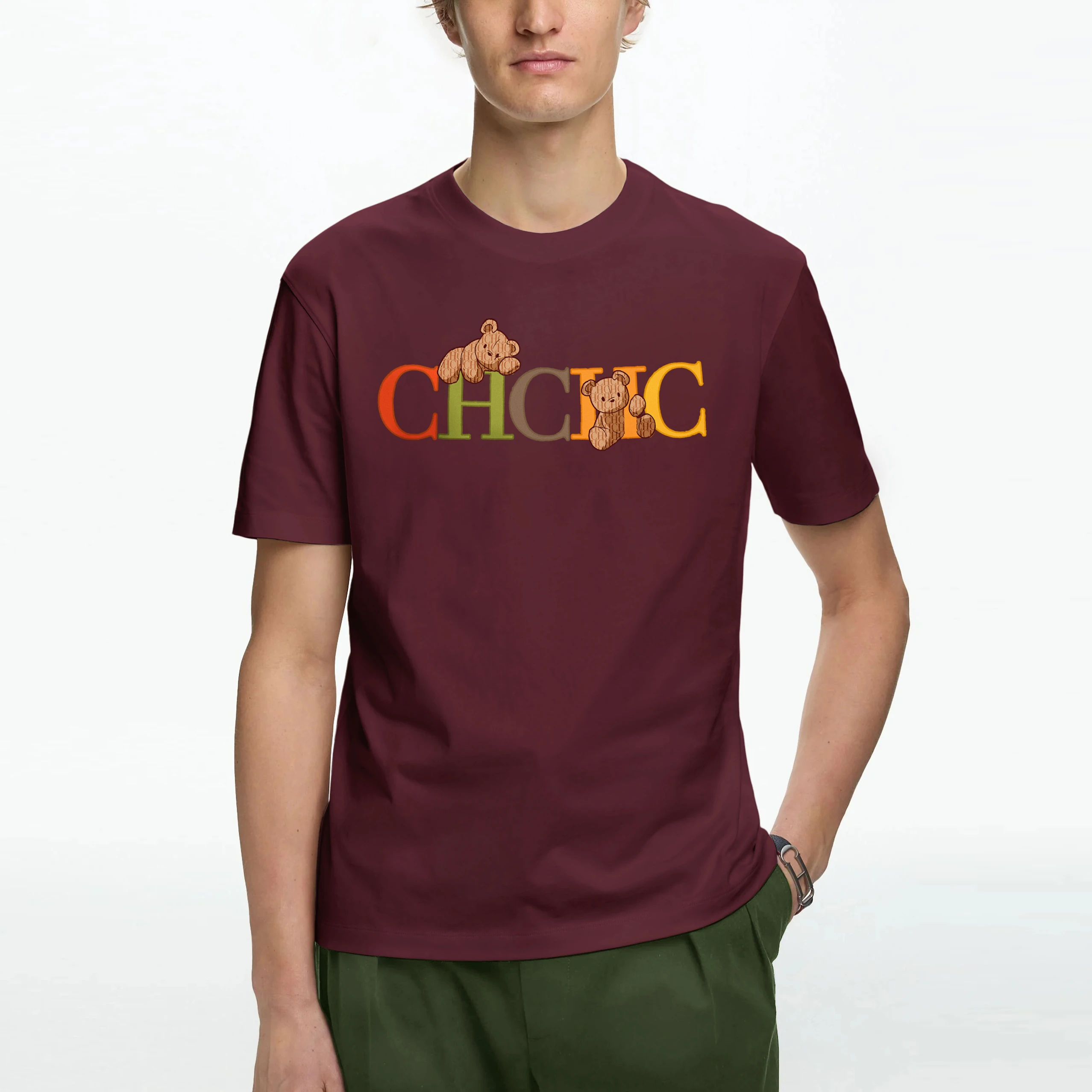 

CHCH Brand Fun Letter Printed T-shirt Summer Unisex Casual Short 2025 Fashion Sleeved T-shirt Men's Clothing Trendy Top