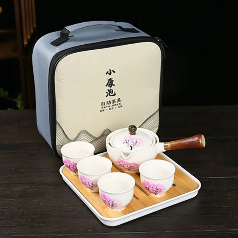 

Portable Porcelain Chinese Tea Set, Ceramic Pot and Cup Infuser, Color Changing, Heat Sensitive, Teapot, Kettle for Travel, Offi