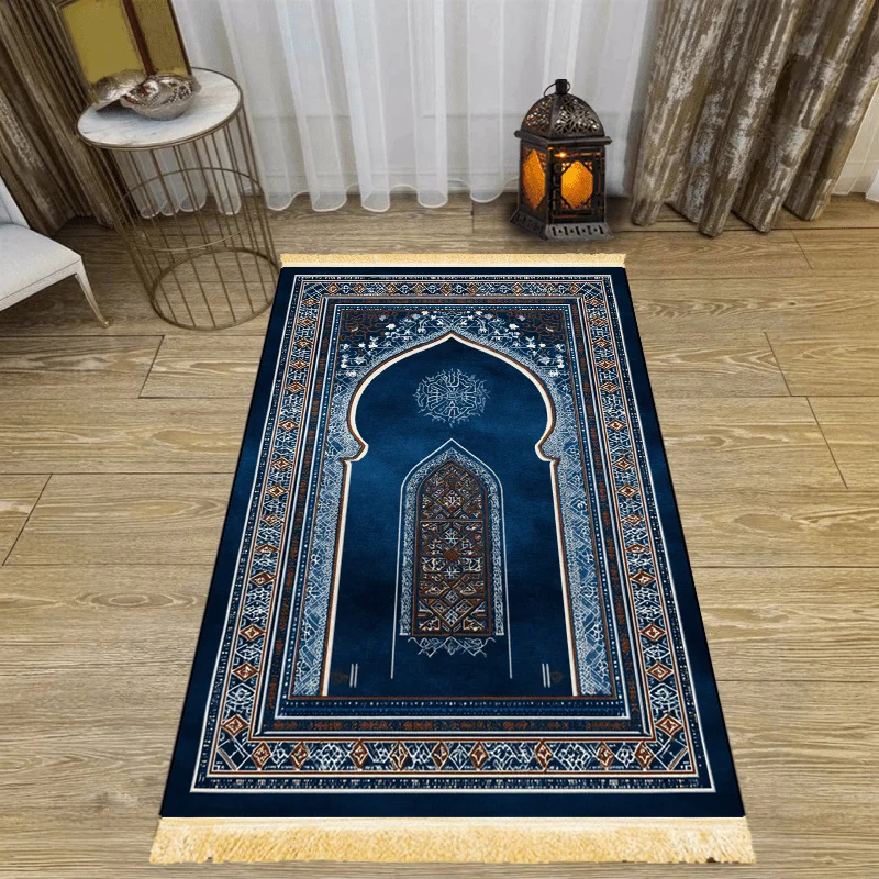 VIKAMA Islamic Bohemian Print Arch Design Washable Travel Prayer Mat, Foldable Muslim Rug for Salah, Eid Gift, Portable Worship