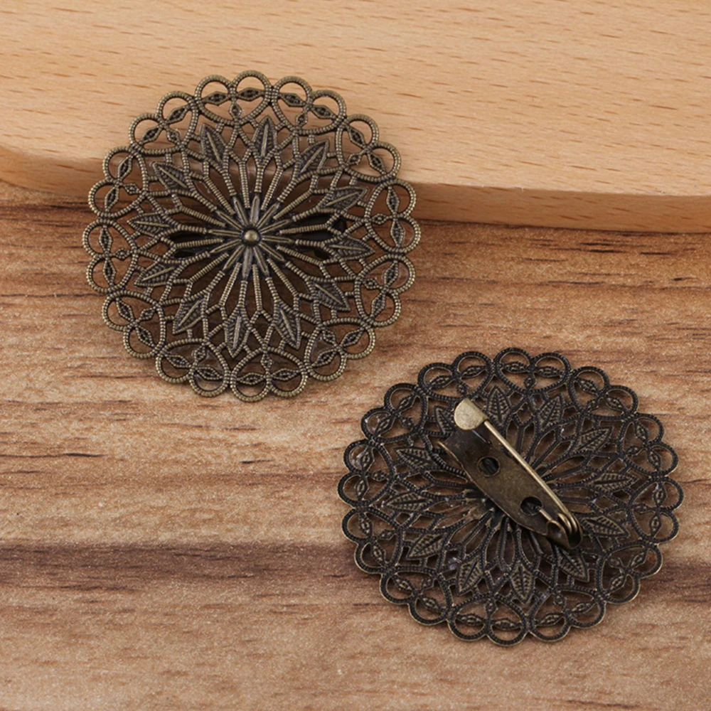 REGELIN Round Flowers Brooch Base Pad Setting Base 5pcs/lot 38mm Copper Brass Brooch Jewelry Accessories