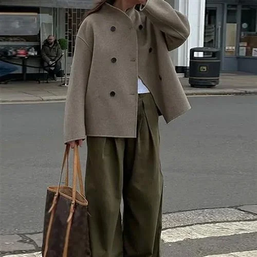 

Ele Loose Jaet с воротником-стойкой для женщин, модная верхняя одежда, повседневная зимняя коллекция, груша, боди pe