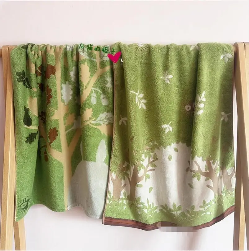 60x120cm, There Are Patterns, Bath Towel, Green Tree, Adult and Children's Household Bath Towel, Thick, Soft and Absorbent