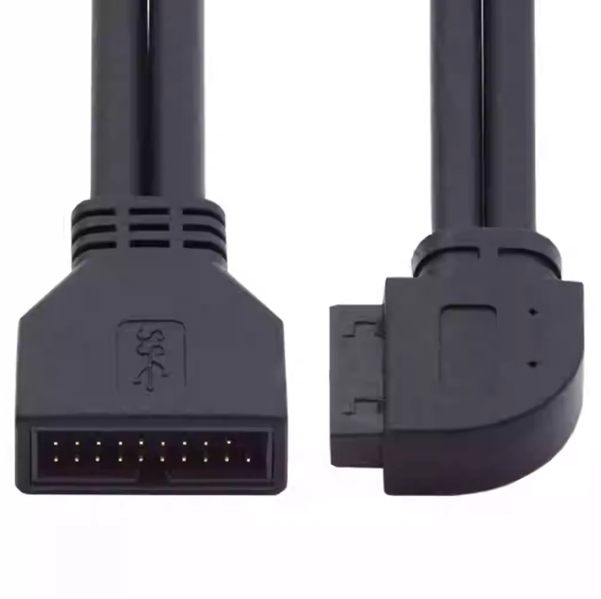 Codo frontal del chasis de alta velocidad, Cable de extensión de 90 grados, 20 pines y 19 pines, placa base USB 3,0, 20 pines IDC macho a hembra, Cable de datos M/F