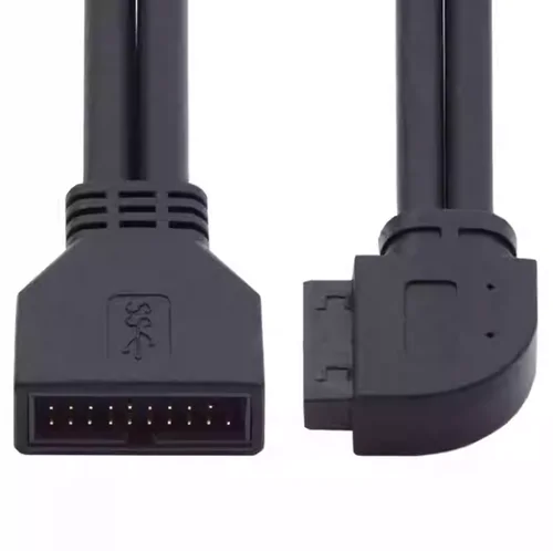 Imagen 2 del producto Codo frontal del chasis de alta velocidad, Cable de extensión de 90 grados, 20 pines y 19 pines, placa base USB 3,0, 20 pines IDC macho a hembra, Cable de datos M/F