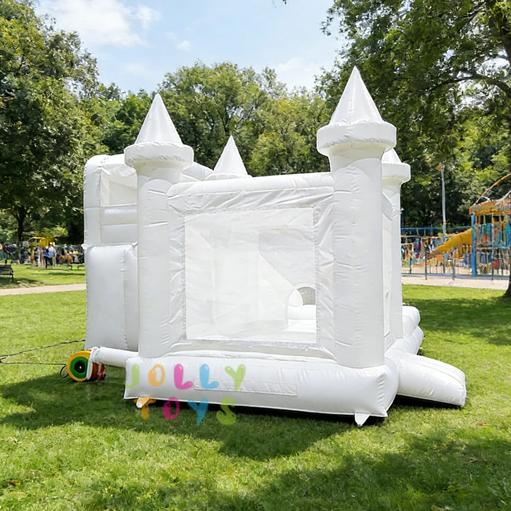 Castelo de salto inflável interno e externo, conjunto com ventilador incluído, castelo inflável branco perfeito para festa infantil