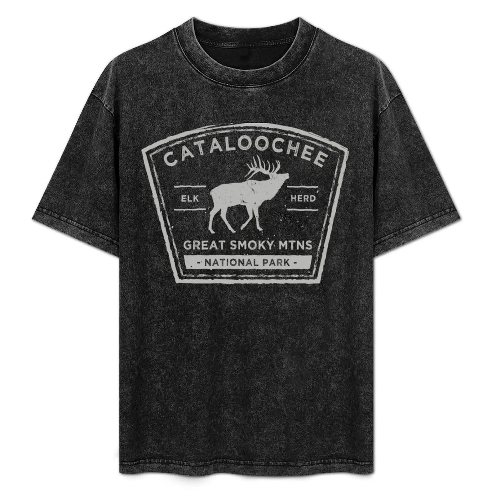 

Cataloochee Elk Great Smoky Mountains T-Shirt Vintage Print Crew Neck Tee