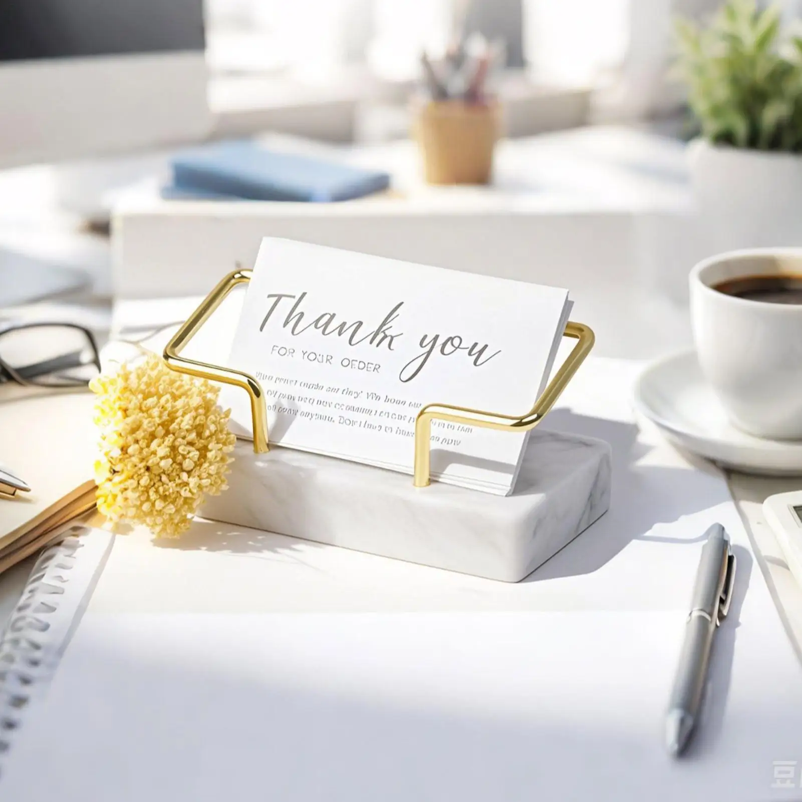 Desk Business Card Organizer Multipurpose Marble Business Card Stand Business Card Display Stand for Exhibitions Conferences