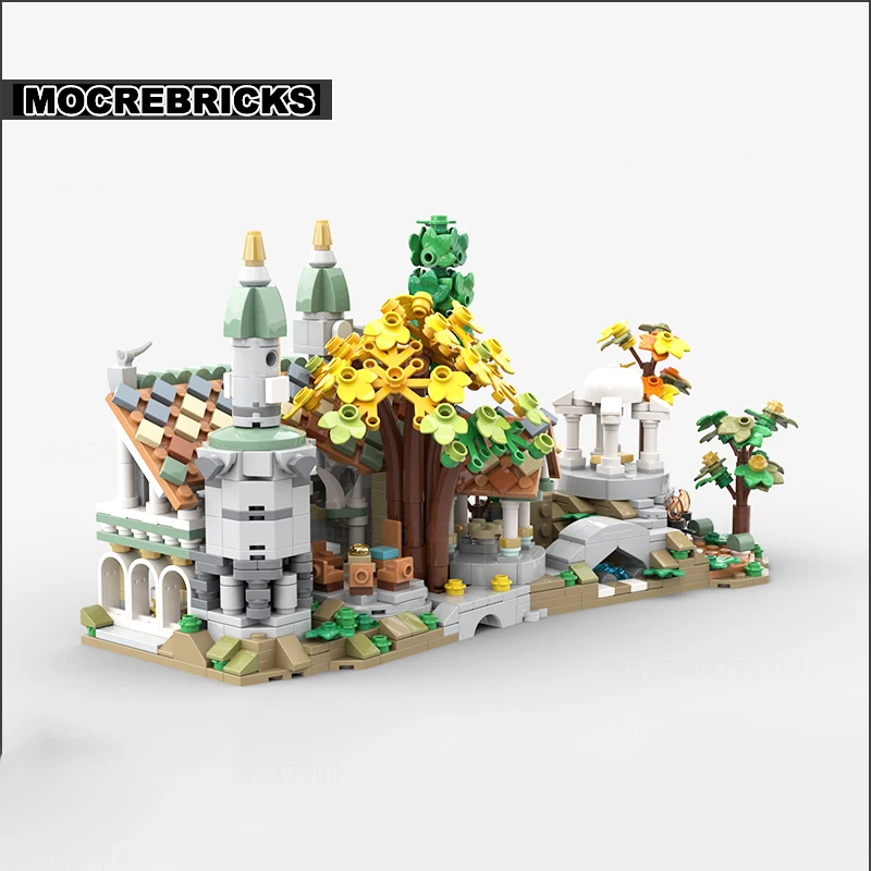 Famous Movie Scence Moc Building Blocks Rivendell Winter Version Technology Bricks Creative Display Model Toys Children's Gifts